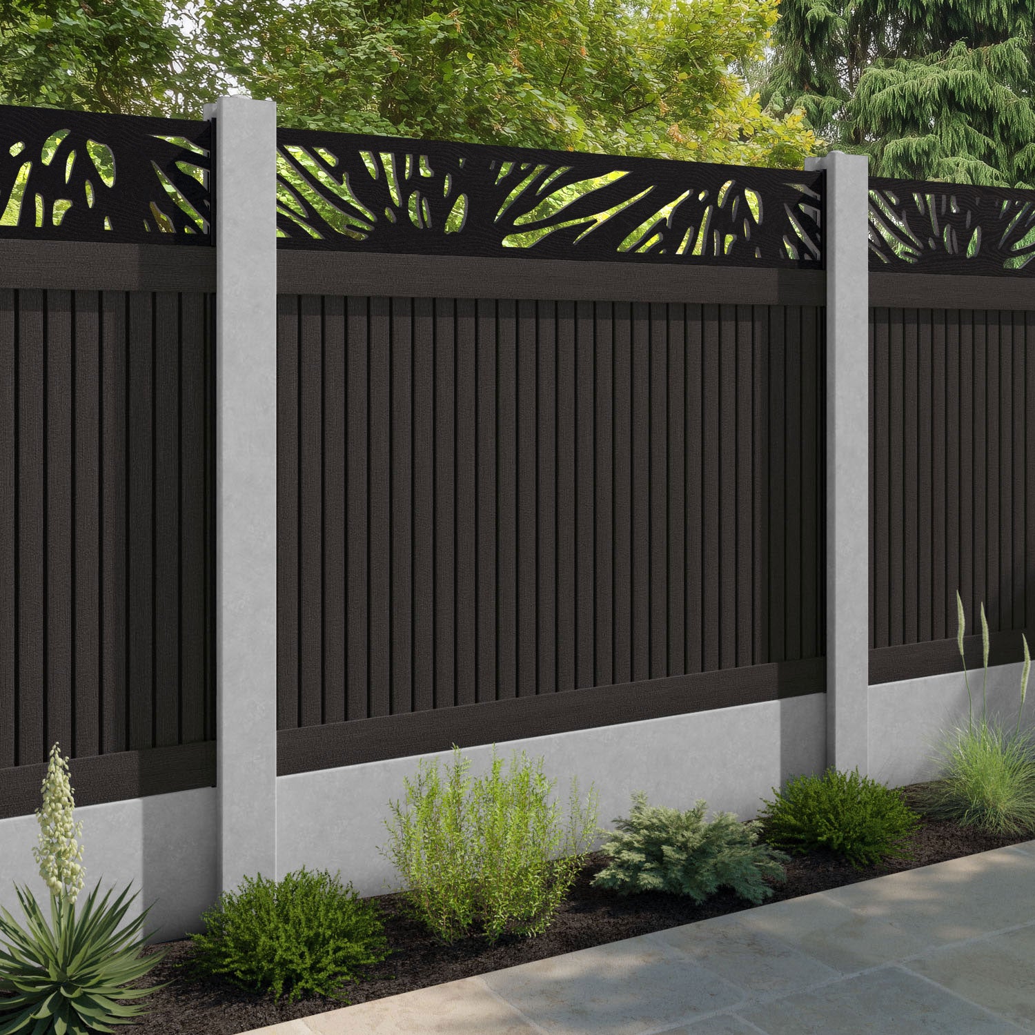 Virtis Poppy Fence Panel - Dark Oak - for existing concrete posts