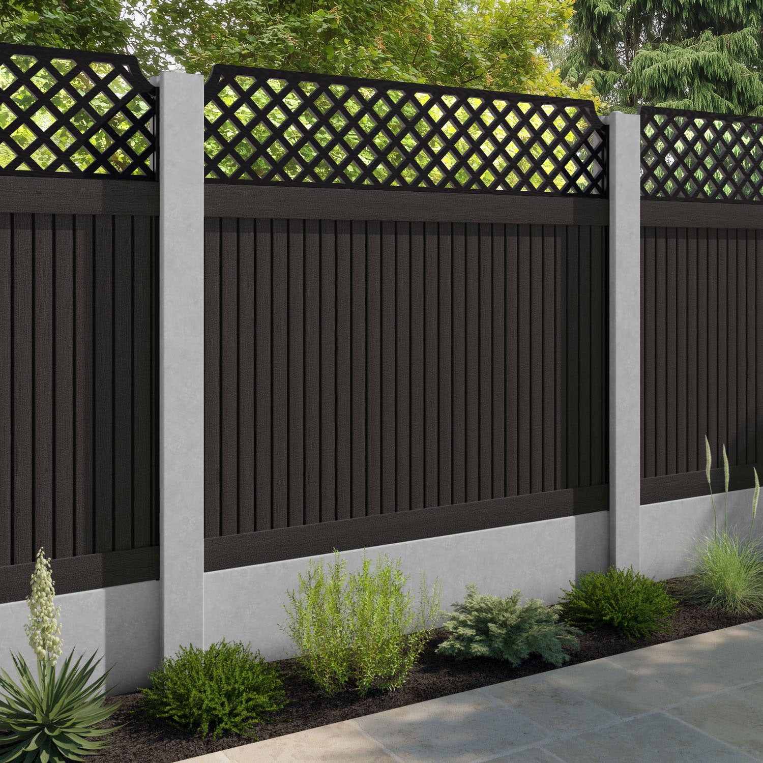 Virtis Regal Hive Fence Panel - Dark Oak - for existing concrete posts