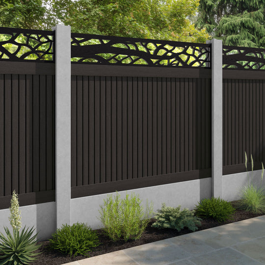 Virtis Twilight Fence Panel - Dark Oak - for existing concrete posts