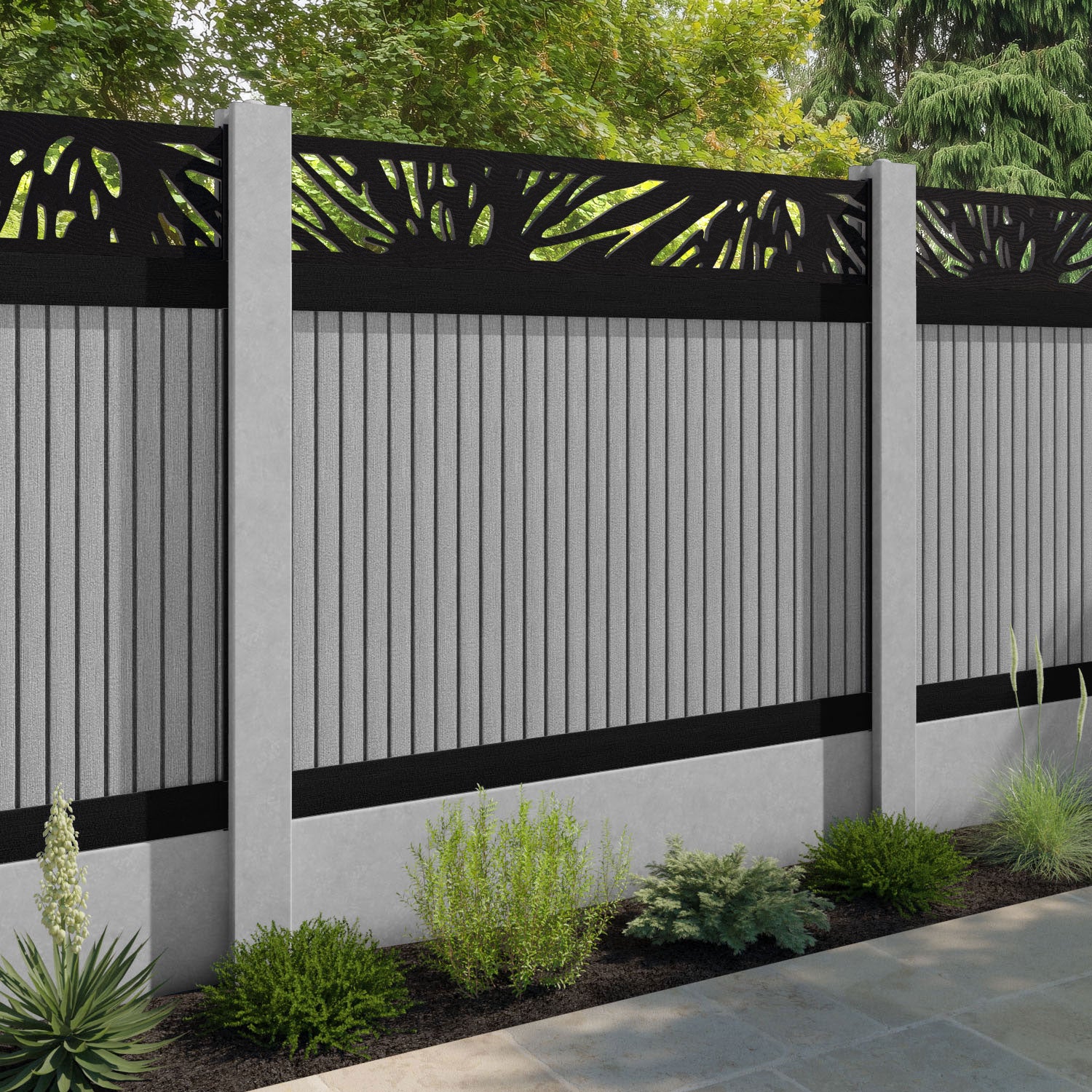 Virtis Poppy Fence Panel - Light Grey - for existing concrete posts
