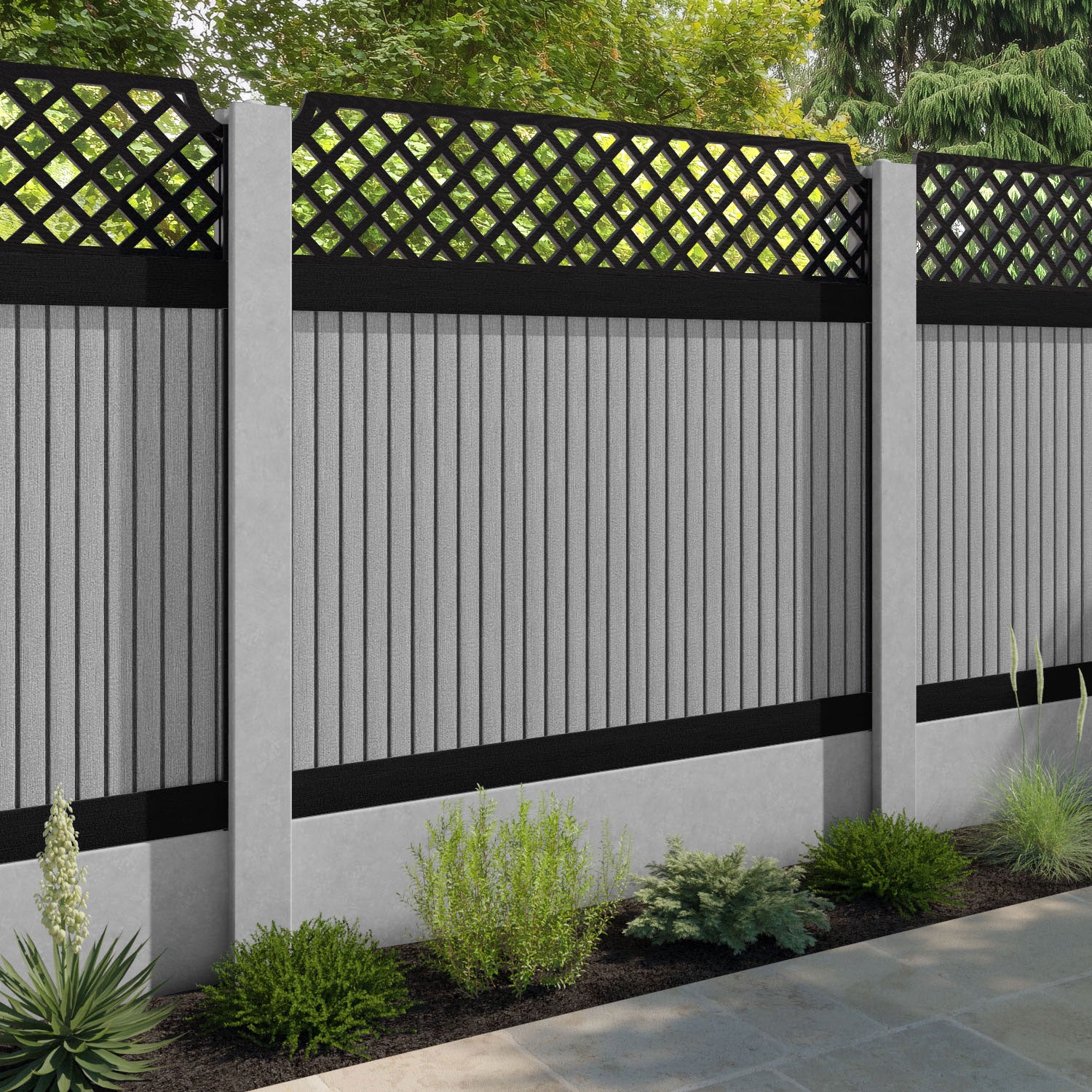 Virtis Regal Hive Fence Panel - Light Grey - for existing concrete posts