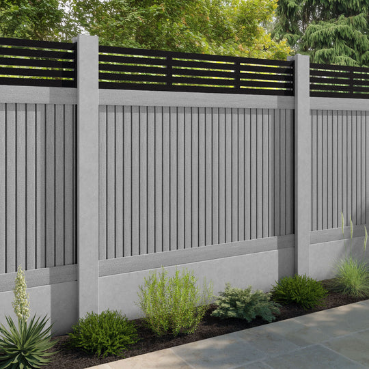 Virtis Aspen Fence Panel - Light Grey - for existing concrete posts