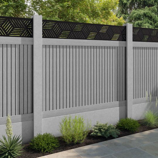 Virtis Cubed Fence Panel - Light Grey - for existing concrete posts