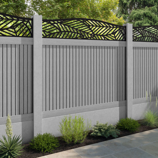 Virtis Habitat Curved Top Fence Panel - Light Grey - for existing concrete posts