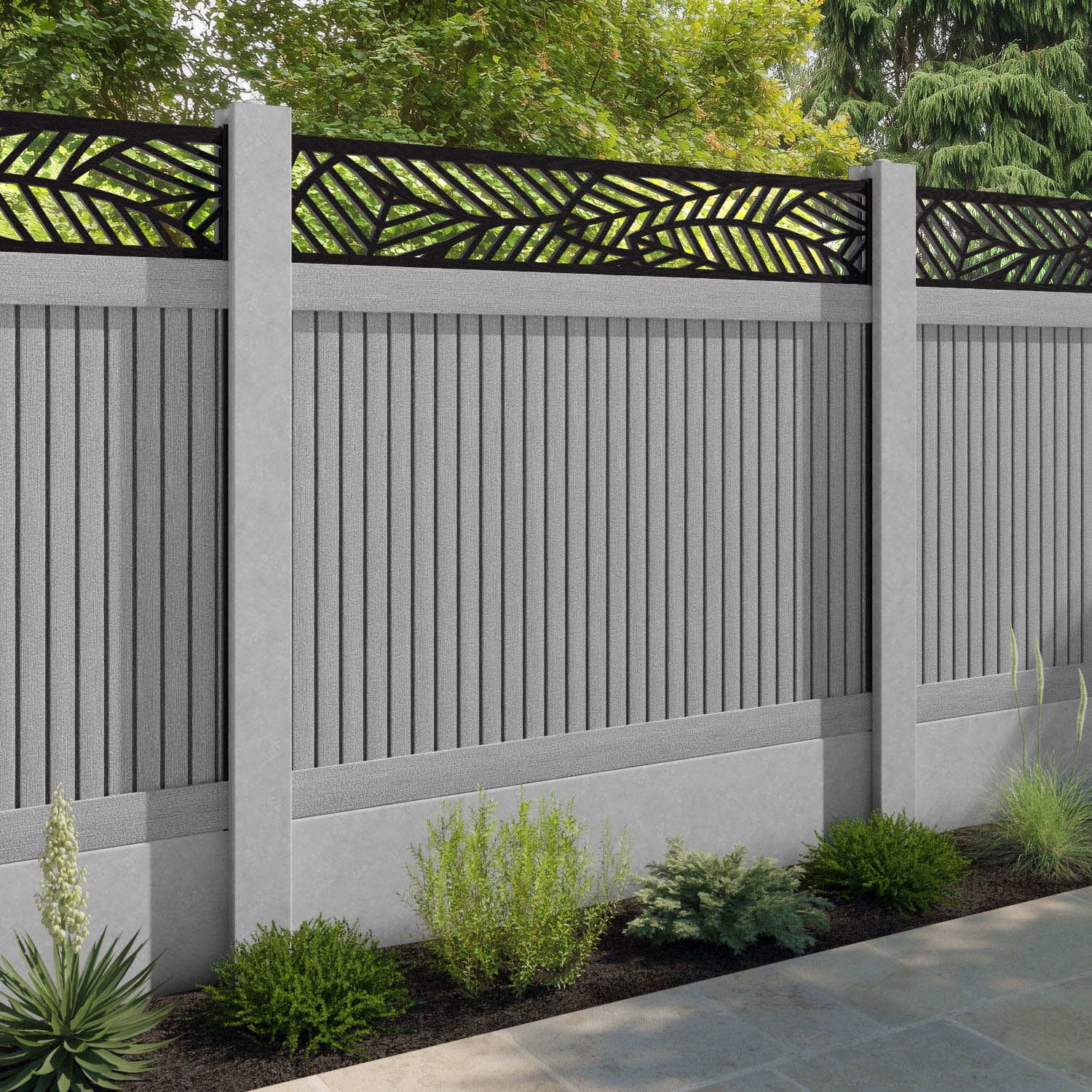 Virtis Habitat Fence Panel - Light Grey - for existing concrete posts
