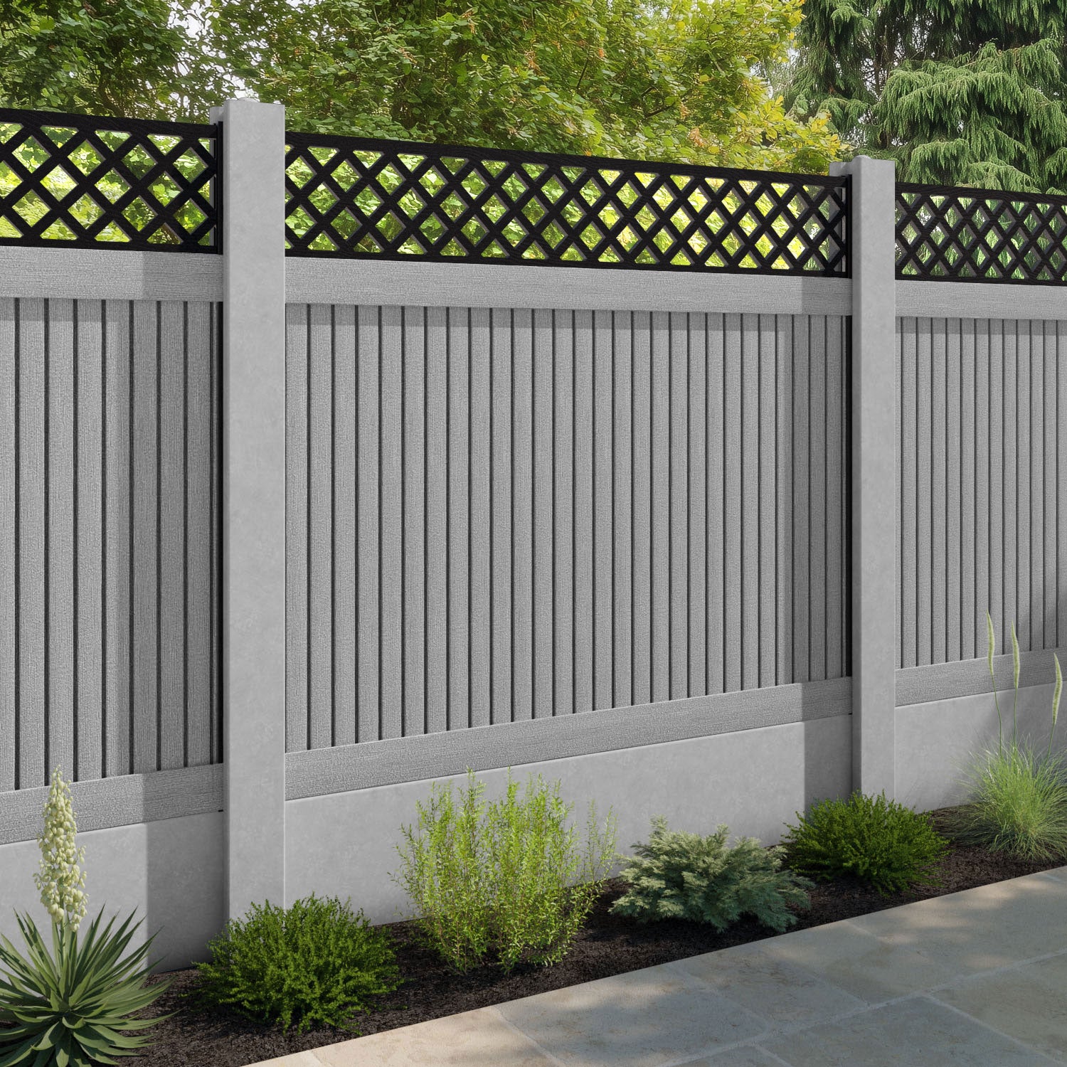 Virtis Hive Fence Panel - Light Grey - for existing concrete posts