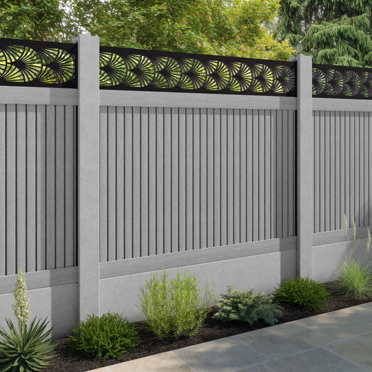 Virtis Laurel Fence Panel - Light Grey - for existing concrete posts