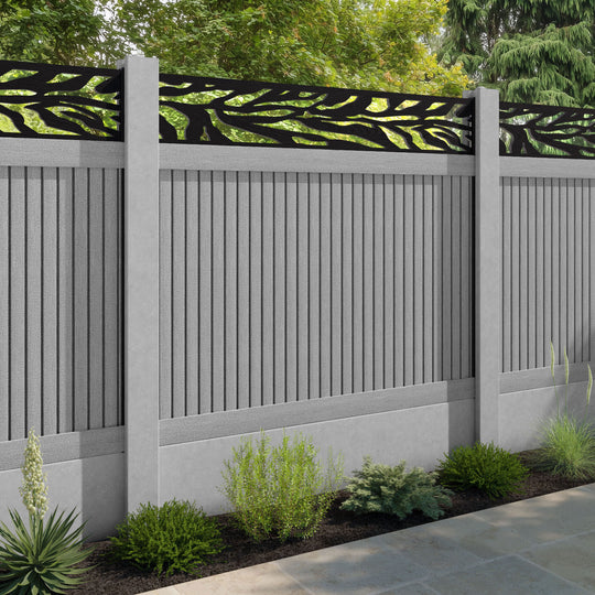 Virtis Malawi Fence Panel - Light Grey - for existing concrete posts