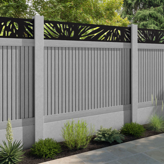 Virtis Poppy Fence Panel - Light Grey - for existing concrete posts