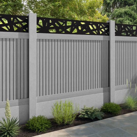 Virtis Prism Fence Panel - Light Grey - for existing concrete posts