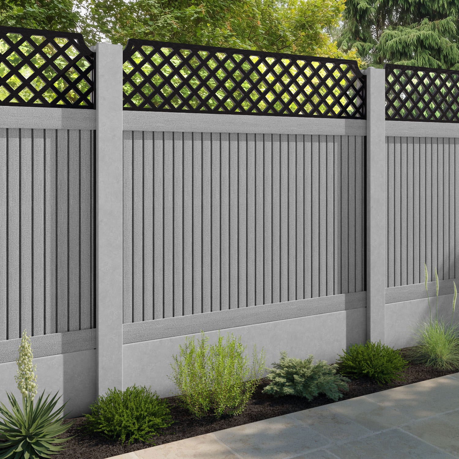Virtis Regal Hive Fence Panel - Light Grey - for existing concrete posts