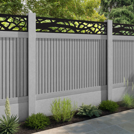 Virtis Twilight Fence Panel - Light Grey - for existing concrete posts