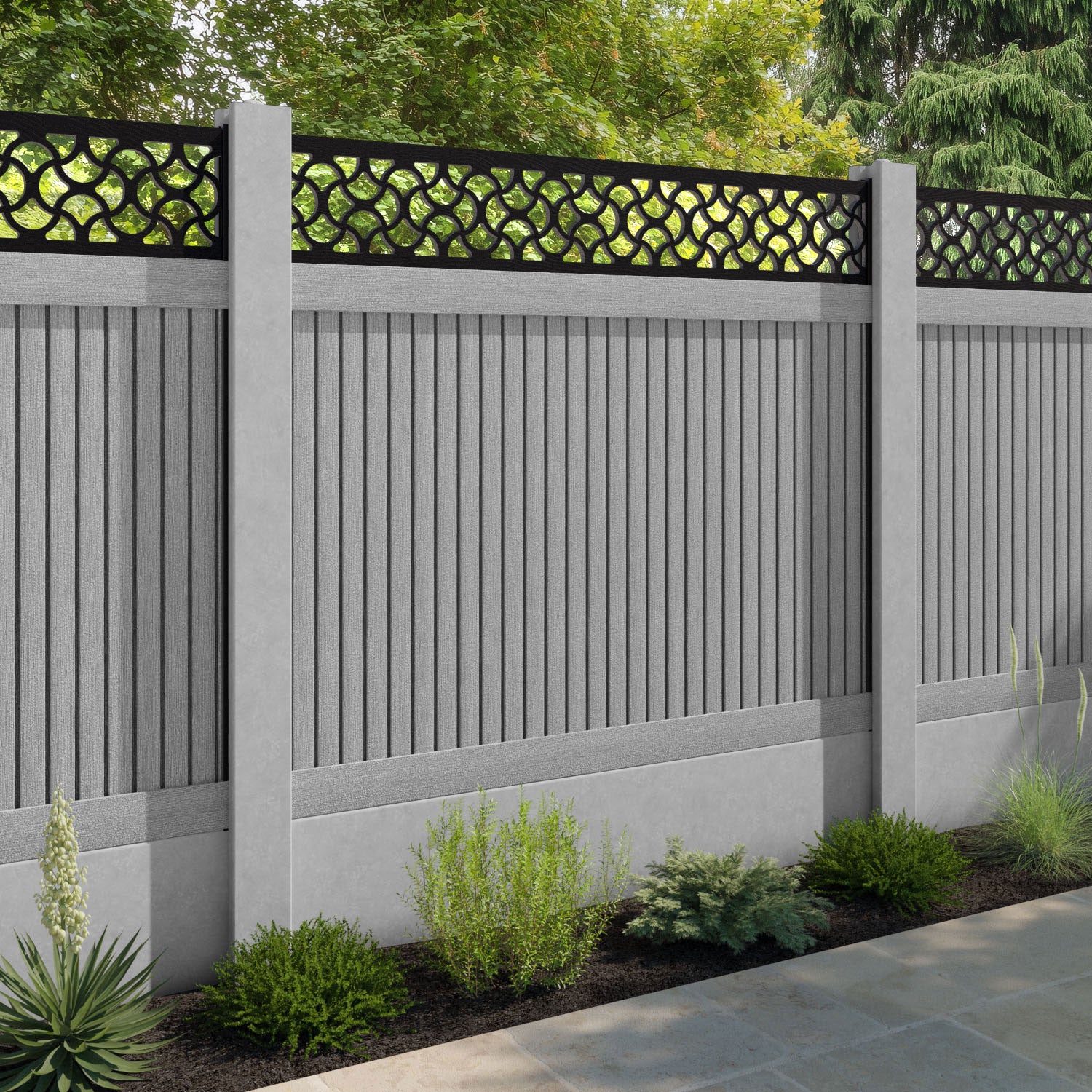 Virtis Vida Fence Panel - Light Grey - for existing concrete posts