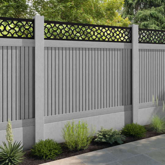Virtis Vida Fence Panel - Light Grey - for existing concrete posts