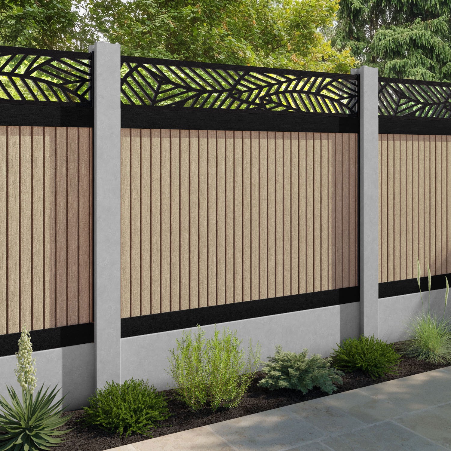 Virtis Habitat Fence Panel - Light Oak - for existing concrete posts