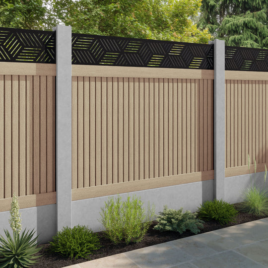 Virtis Cubed Fence Panel - Light Oak - for existing concrete posts