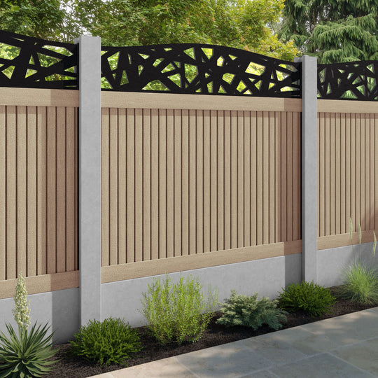 Virtis Prism Curved Top Fence Panel - Light Oak - for existing concrete posts