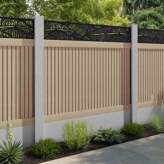 Virtis Feather Fence Panel - Light Oak - for existing concrete posts
