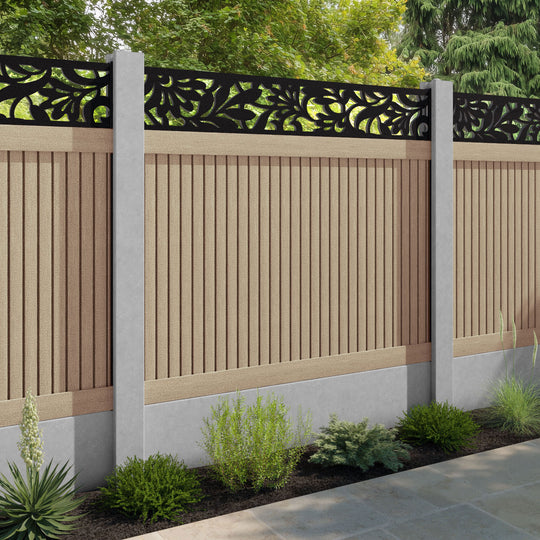Virtis Heritage Fence Panel - Light Oak - for existing concrete posts