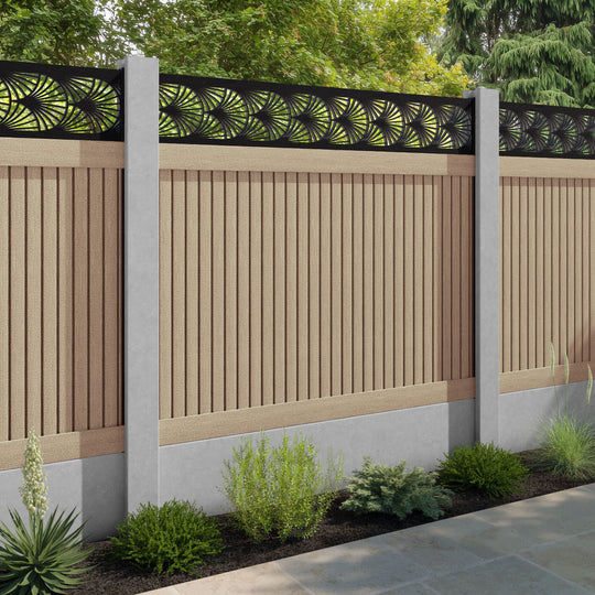Virtis Laurel Fence Panel - Light Oak - for existing concrete posts