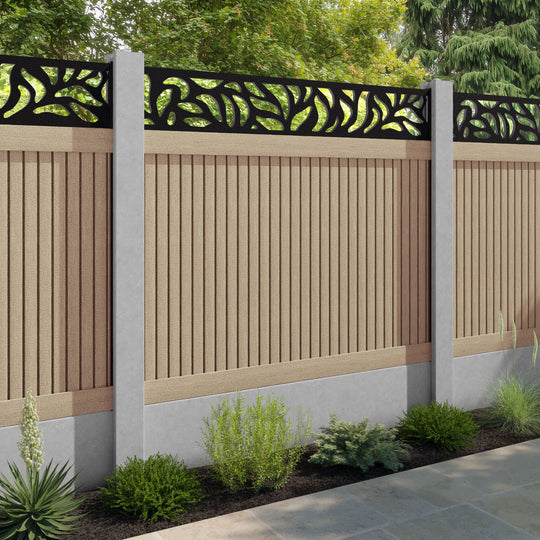 Virtis Plume Fence Panel - Light Oak - for existing concrete posts