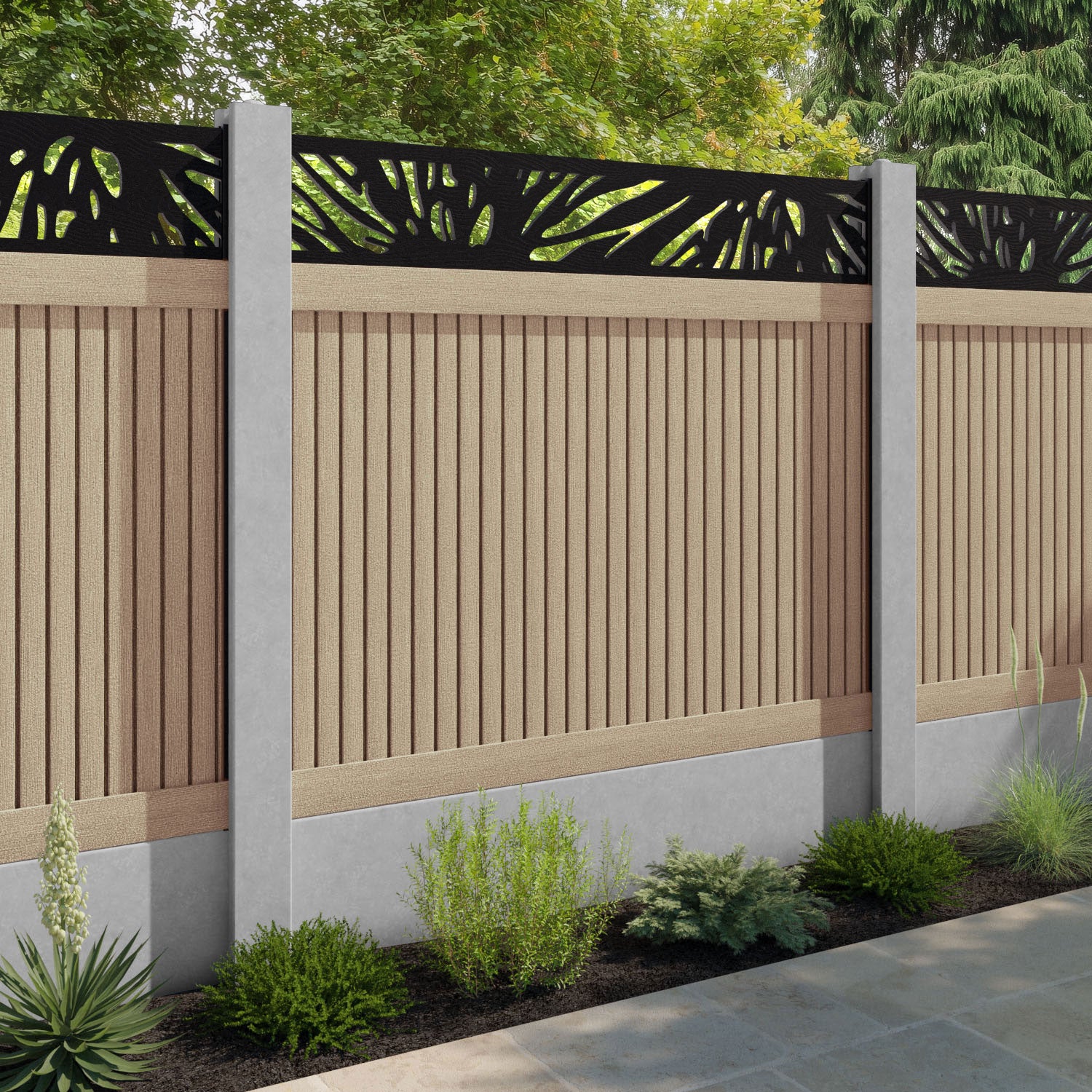 Virtis Poppy Fence Panel - Light Oak - for existing concrete posts