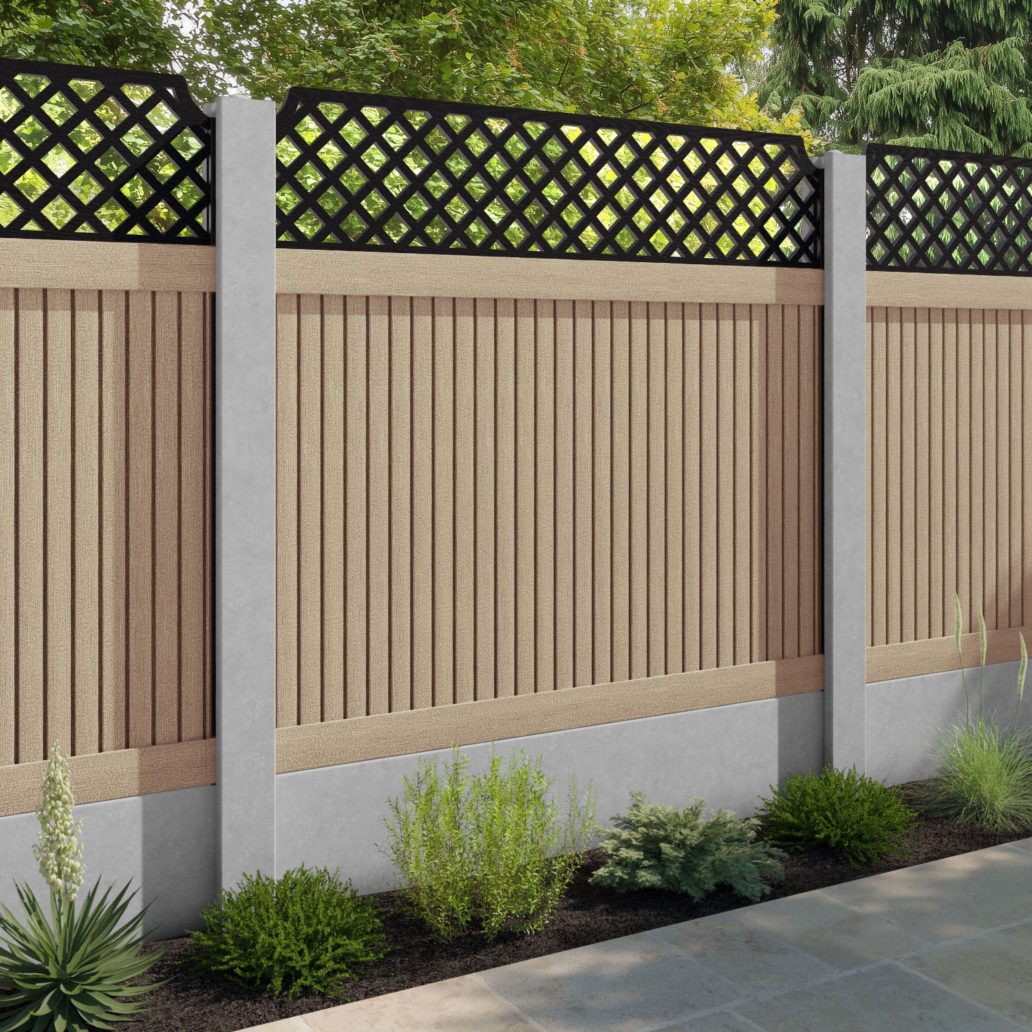 Virtis Regal Hive Fence Panel - Light Oak - for existing concrete posts