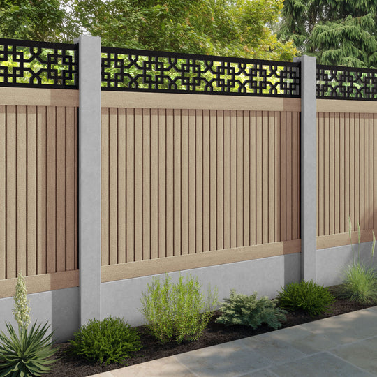 Virtis Zaria Fence Panel - Light Oak - for existing concrete posts