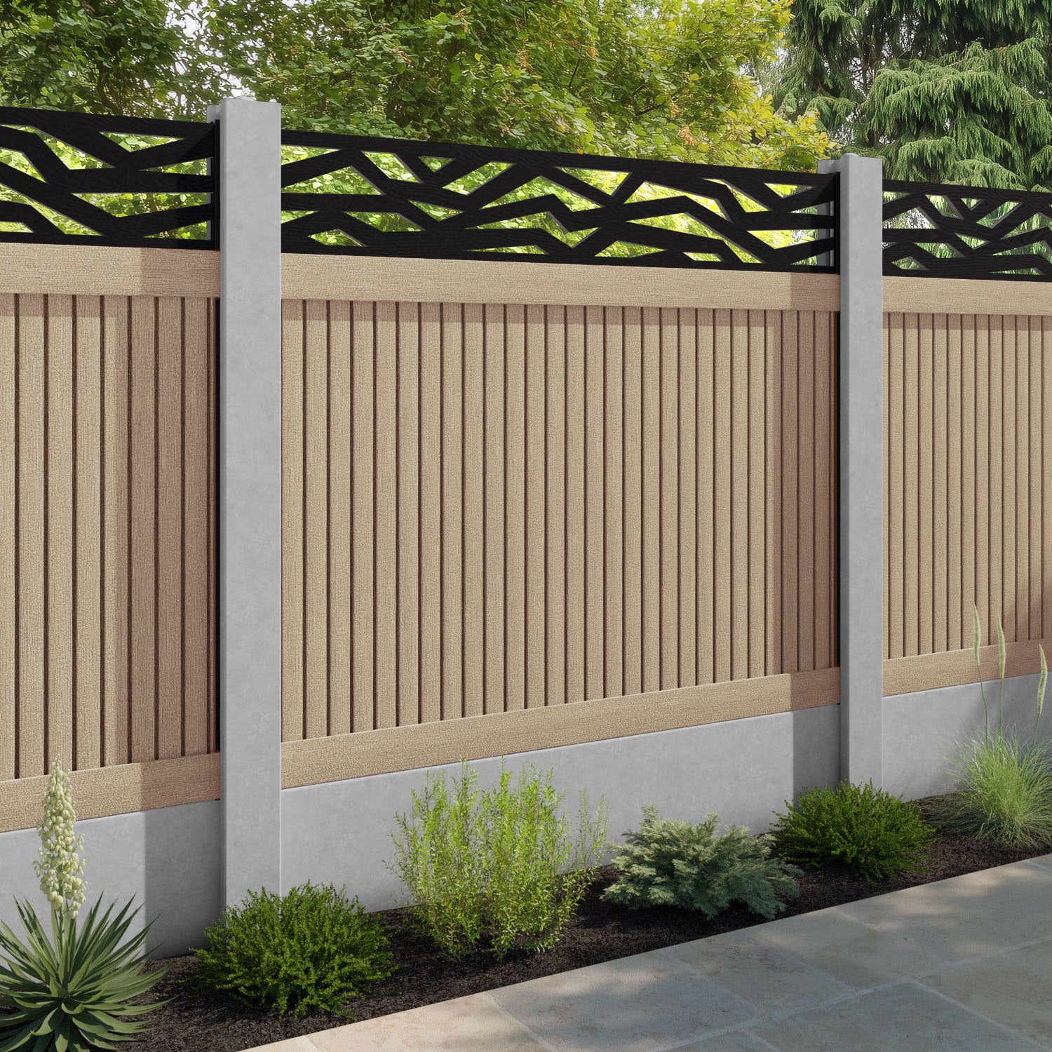 Virtis Zenith Fence Panel - Light Oak - for existing concrete posts