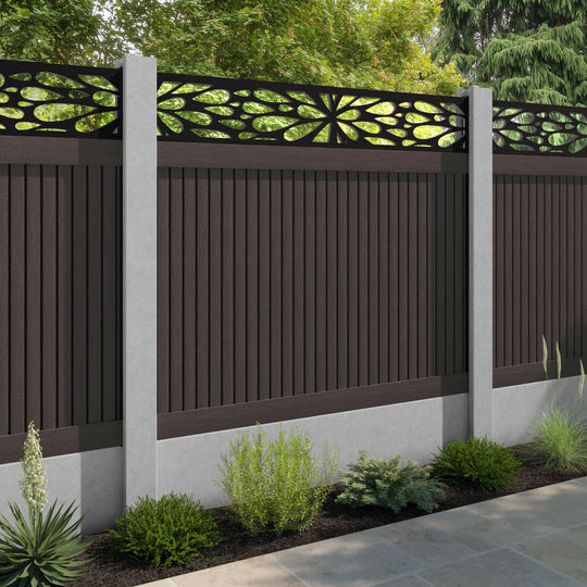 Virtis Blossom Fence Panel - Mid Brown - for existing concrete posts