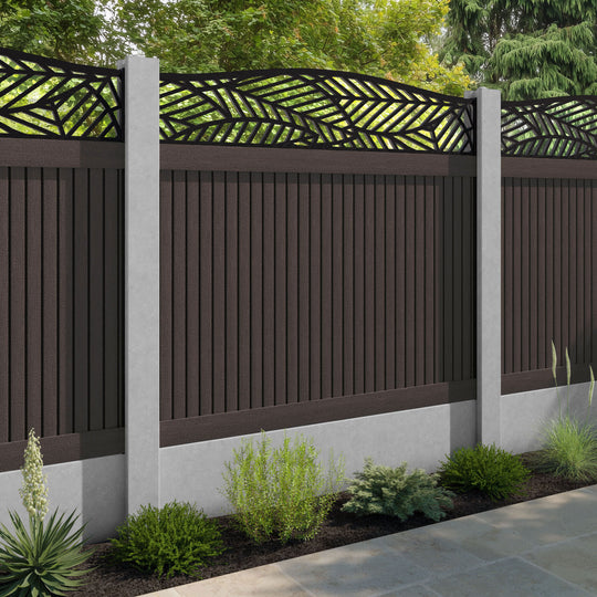 Virtis Habitat Curved Top Fence Panel - Mid Brown - for existing concrete posts