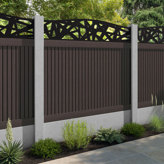 Virtis Prism Curved Top Fence Panel - Mid Brown - for existing concrete posts