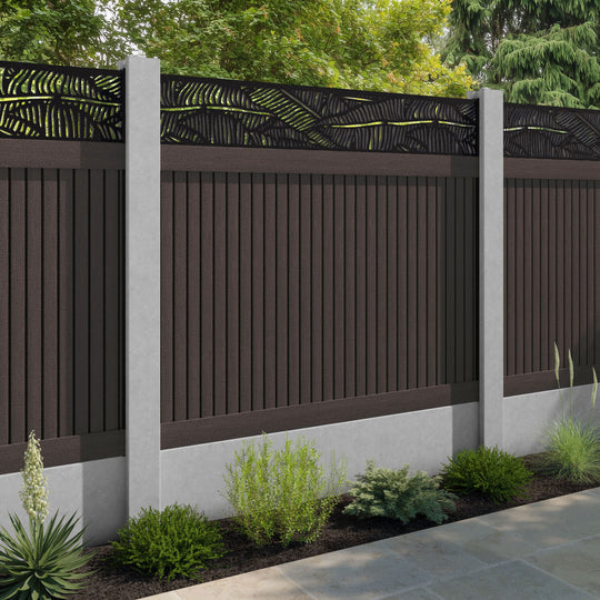 Virtis Feather Fence Panel - Mid Brown - for existing concrete posts
