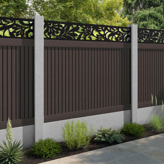 Virtis Heritage Fence Panel - Mid Brown - for existing concrete posts