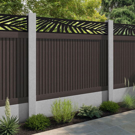 Virtis Palm Fence Panel - Mid Brown - for existing concrete posts