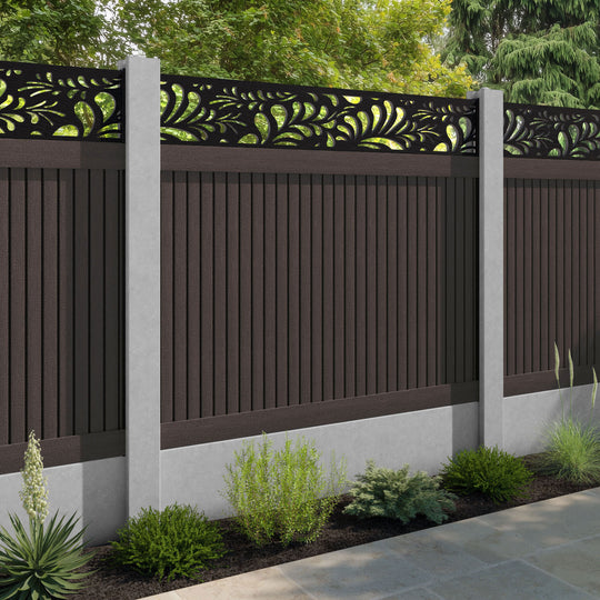 Virtis Petal Fence Panel - Mid Brown - for existing concrete posts