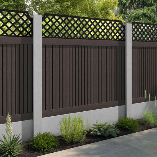 Virtis Regal Hive Fence Panel - Mid Brown - for existing concrete posts