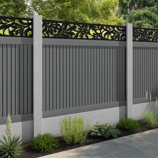 Virtis Heritage Fence Panel - Mid Grey - for existing concrete posts