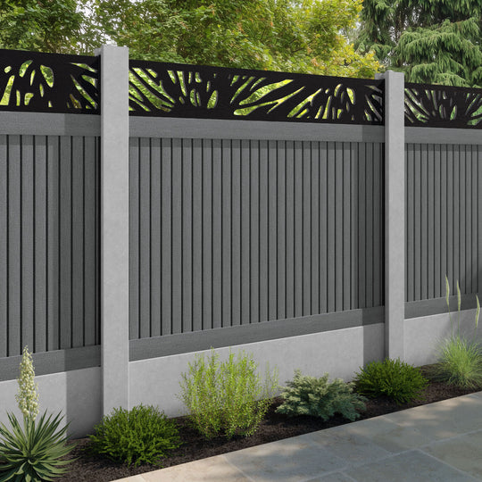 Virtis Poppy Fence Panel - Mid Grey - for existing concrete posts