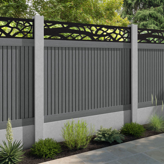 Virtis Twilight Fence Panel - Mid Grey - for existing concrete posts