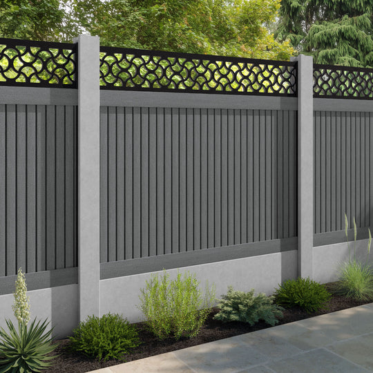 Virtis Vida Fence Panel - Mid Grey - for existing concrete posts