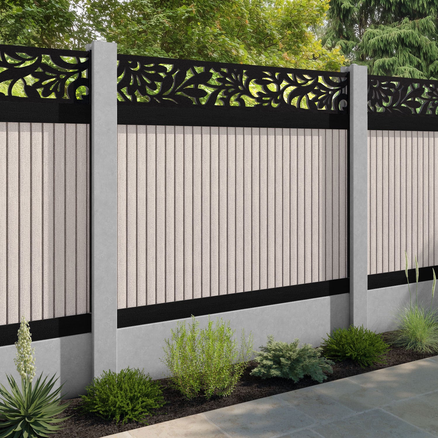 Virtis Heritage Fence Panel - Mid Stone - for existing concrete posts