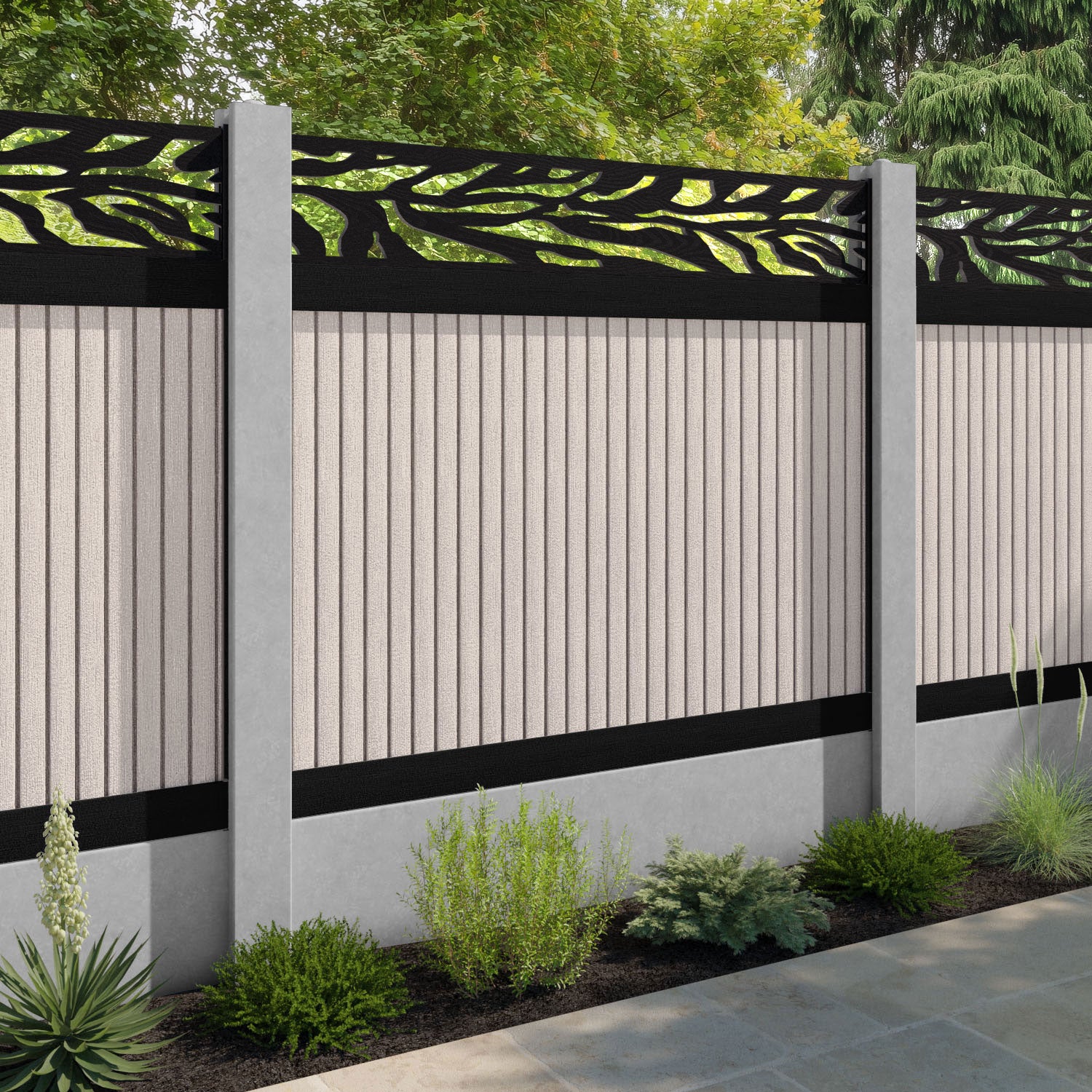 Virtis Malawi Fence Panel - Mid Stone - for existing concrete posts