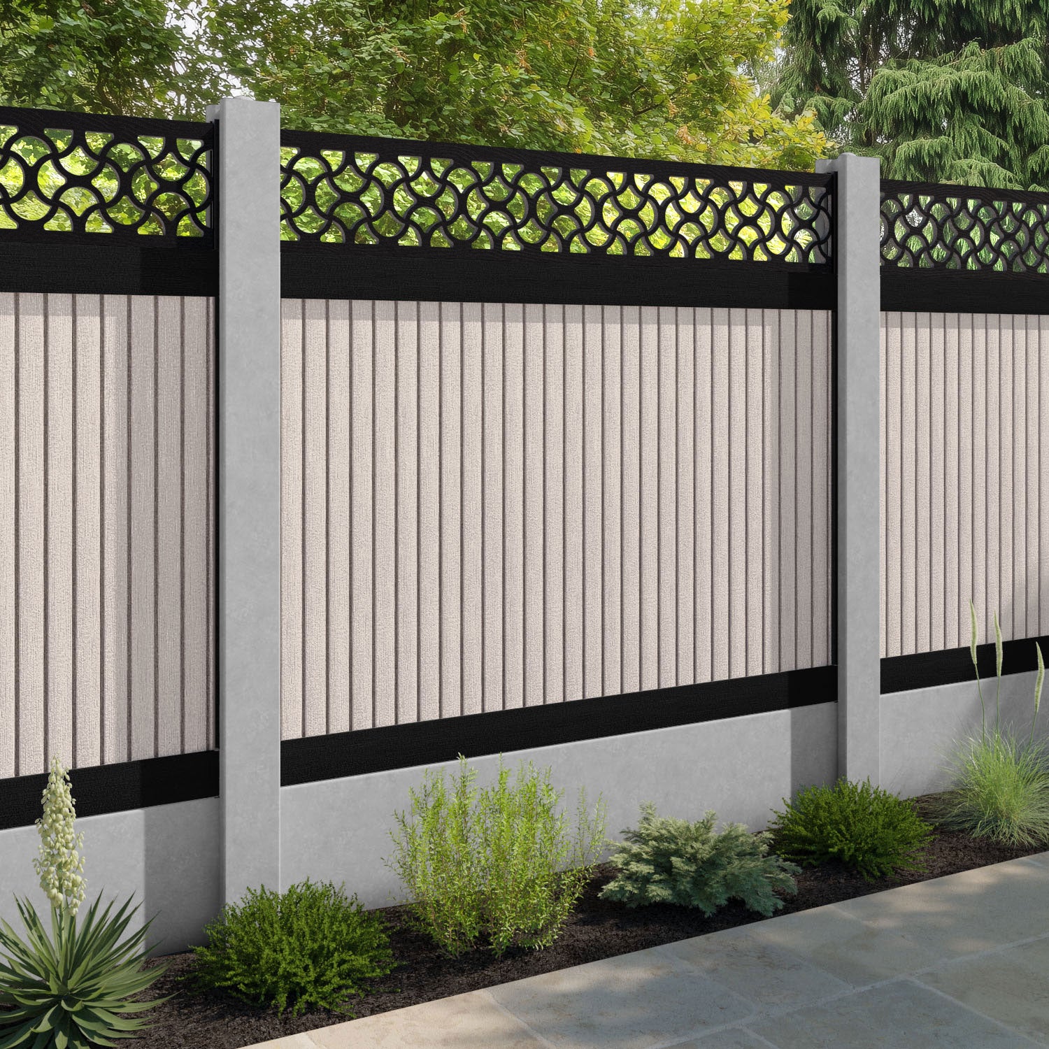 Virtis Vida Fence Panel - Mid Stone - for existing concrete posts