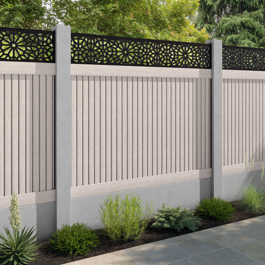 Virtis Alnara Fence Panel - Mid Stone - for existing concrete posts