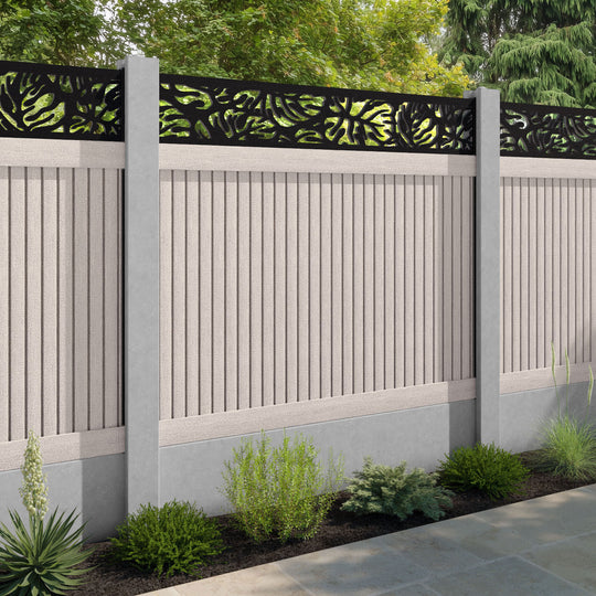 Virtis Botanic Fence Panel - Mid Stone - for existing concrete posts