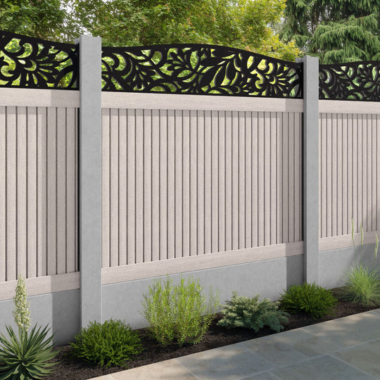 Virtis Heritage Curved Top Fence Panel - Mid Stone - for existing concrete posts