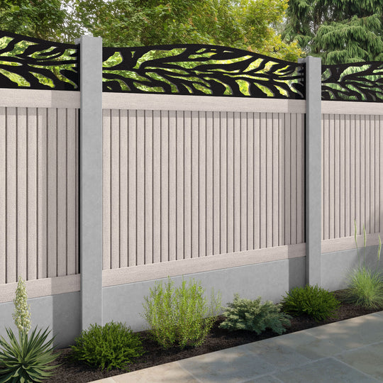 Virtis Malawi Curved Top Fence Panel - Mid Stone - for existing concrete posts