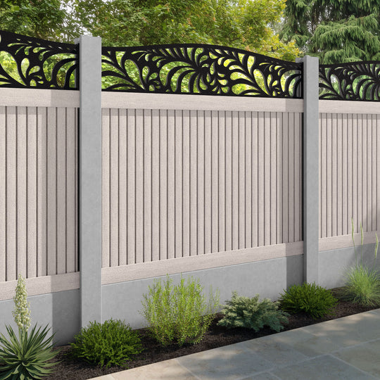 Virtis Petal Curved Top Fence Panel - Mid Stone - for existing concrete posts