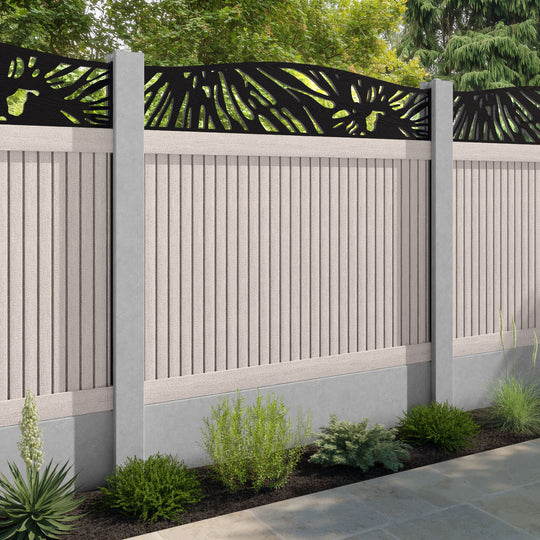 Virtis Poppy Curved Top Fence Panel - Mid Stone - for existing concrete posts